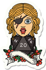 human rogue with natural twenty dice roll sticker