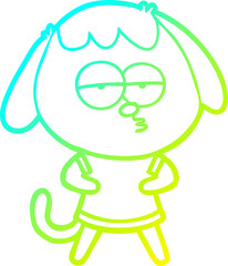 cold gradient line drawing cartoon bored dog