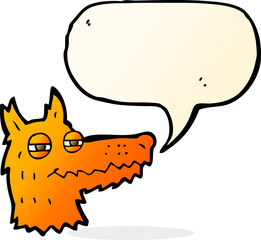 cartoon smug fox face with speech bubble