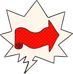 cartoon pointing arrow and speech bubble in comic book style