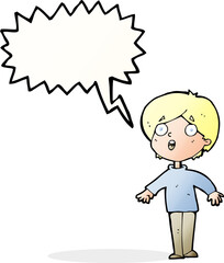 cartoon surprised man with speech bubble