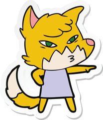 sticker of a clever cartoon fox