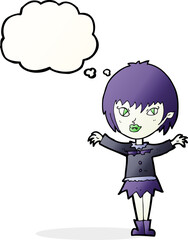 cartoon vampire girl with thought bubble