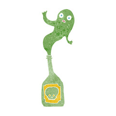 cartoon ghost in bottle