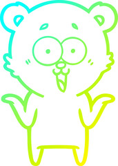 cold gradient line drawing laughing teddy  bear cartoon