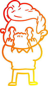 recommend clip art: warm gradient line drawing cartoon man crying