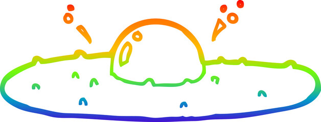 rainbow gradient line drawing cartoon fried egg