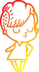 warm gradient line drawing cartoon woman