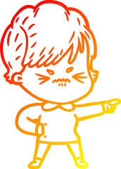 warm gradient line drawing cartoon frustrated woman