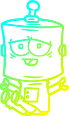 cold gradient line drawing cartoon robot