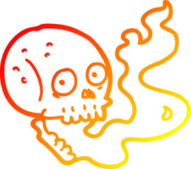 warm gradient line drawing cartoon haunted skull