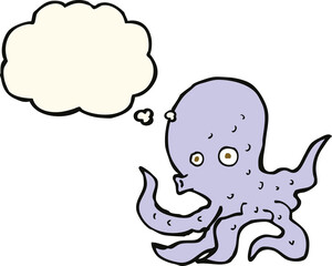 cartoon octopus with thought bubble