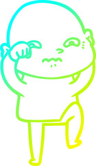 cold gradient line drawing cartoon nervous man