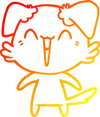 warm gradient line drawing happy little dog cartoon