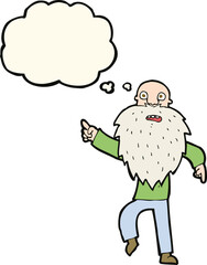 cartoon stressed old man with thought bubble