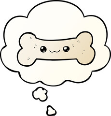 cartoon bone and thought bubble in smooth gradient style