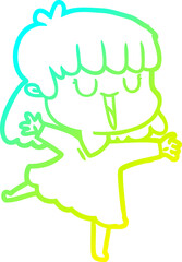 cold gradient line drawing cartoon woman