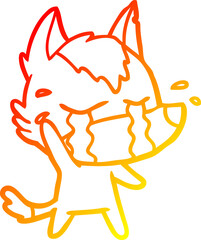 warm gradient line drawing cartoon crying wolf