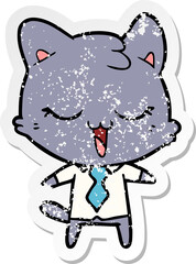 distressed sticker of a cartoon cat