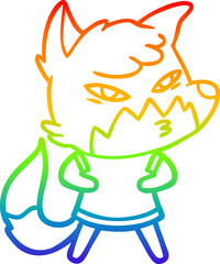 rainbow gradient line drawing clever cartoon fox