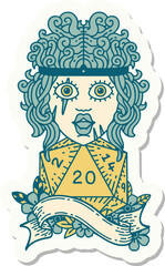 human barbarian with natural twenty dice roll sticker