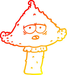 warm gradient line drawing cartoon mushroom with face