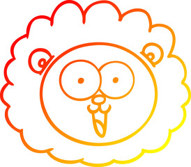 warm gradient line drawing cartoon lion face