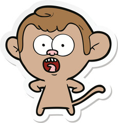 sticker of a cartoon shocked monkey