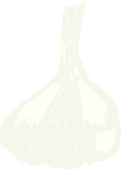 flat color illustration of a cartoon garlic