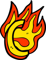 cartoon flaming letter