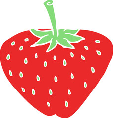 flat color illustration of a cartoon strawberry