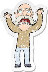 retro distressed sticker of a cartoon angry old man