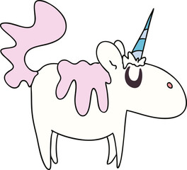 quirky hand drawn cartoon unicorn