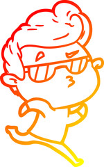 warm gradient line drawing cartoon cool guy