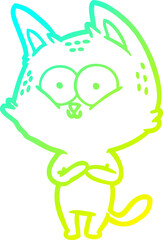 cold gradient line drawing cartoon cat