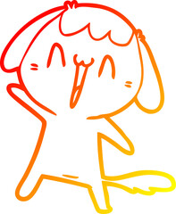 warm gradient line drawing cute cartoon dog