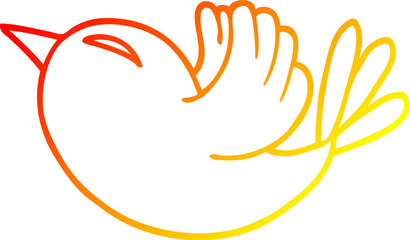 warm gradient line drawing cartoon red bird