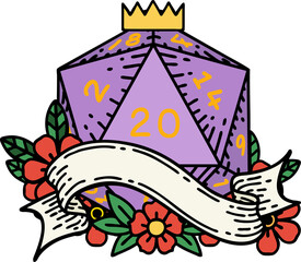 natural twenty D20 dice roll illustration