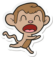 sticker of a shouting cartoon monkey