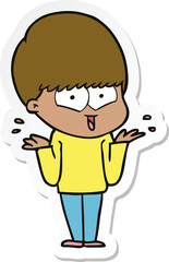 sticker of a cartoon happy boy
