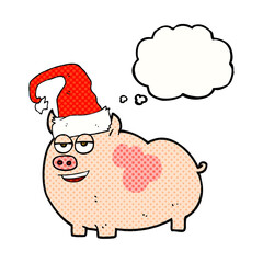 thought bubble cartoon christmas pig