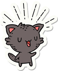 sticker of tattoo style happy cat
