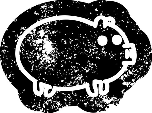 fat pig distressed icon