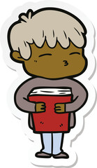 sticker of a cartoon curious boy