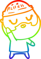 rainbow gradient line drawing cute cartoon man with beard