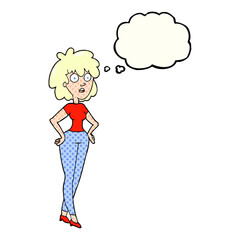 thought bubble cartoon surprised woman