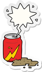 cartoon can of soda and speech bubble sticker
