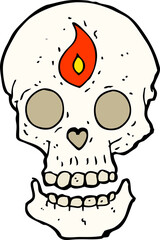 cartoon mystic skull