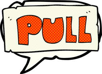 comic book speech bubble cartoon door pull sign