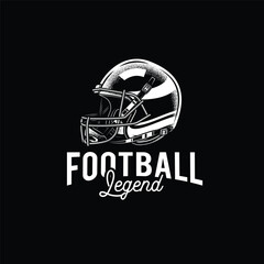 Original monochrome vector emblem of American football in retro style. T-shirt design, design element.